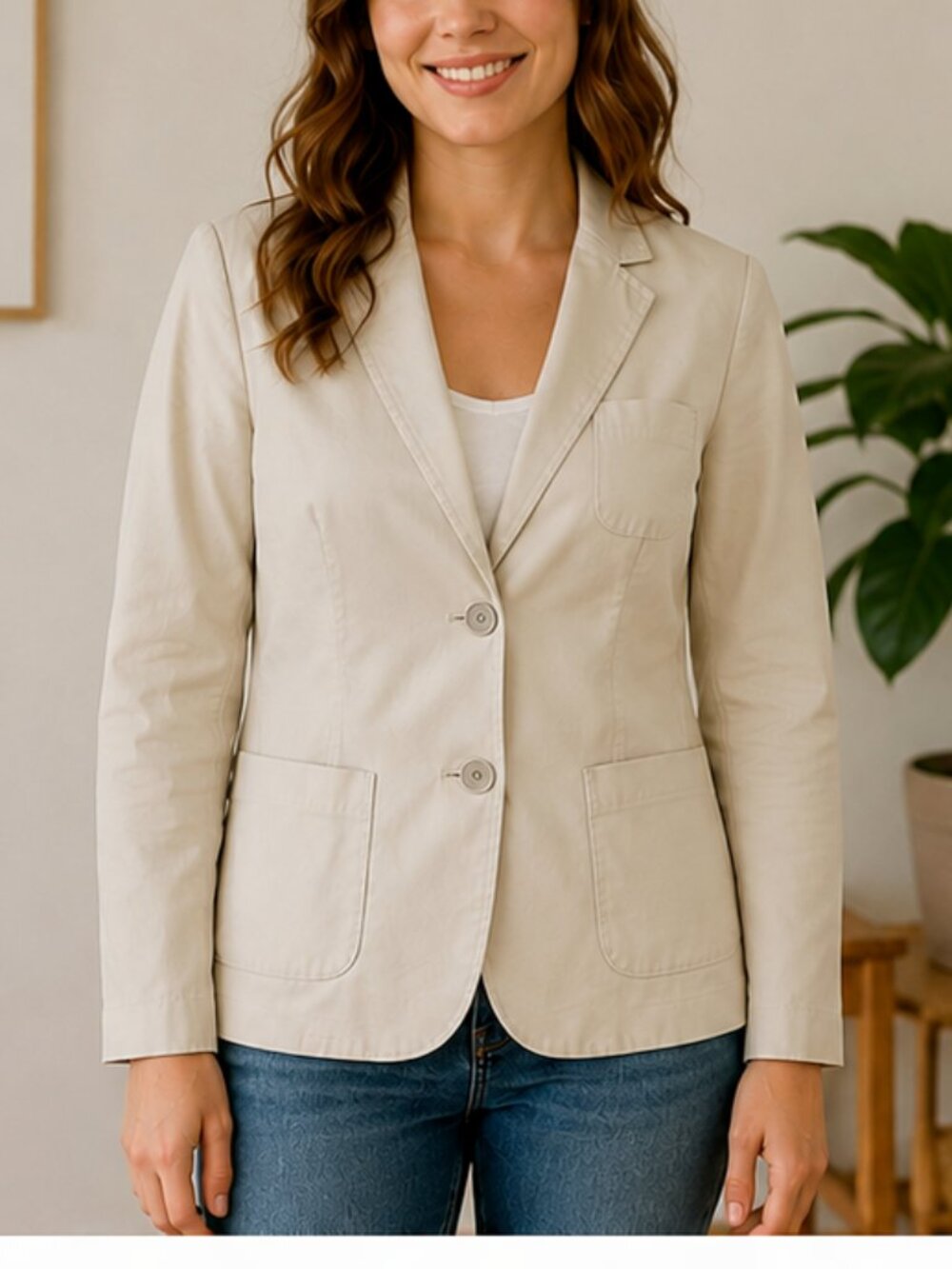 Joe Fresh Light Beige Cotton Blazer - M